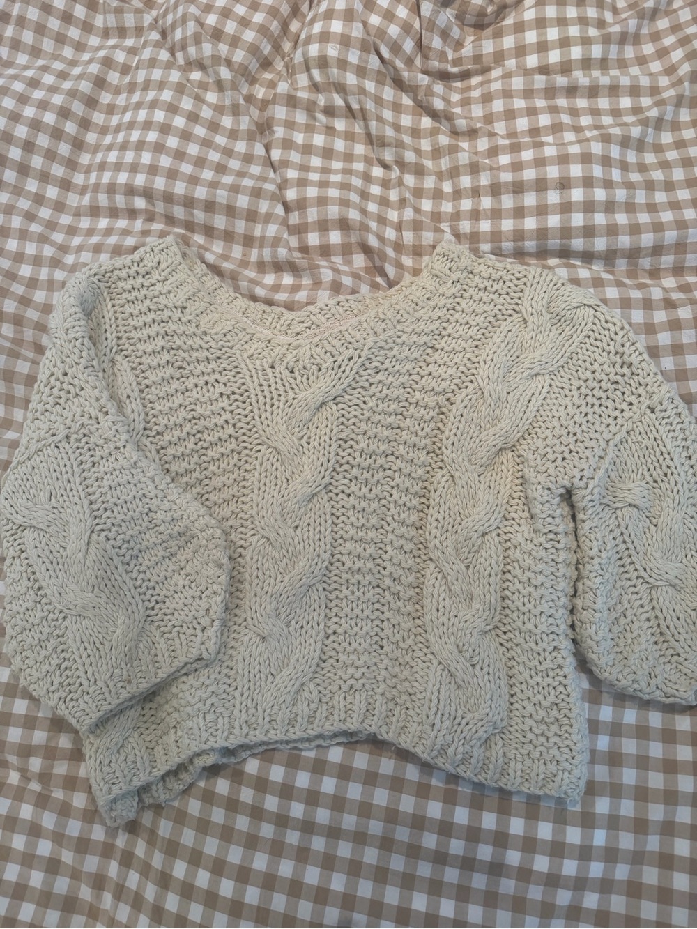 POL Cream Cable Knit Women's Sweater -